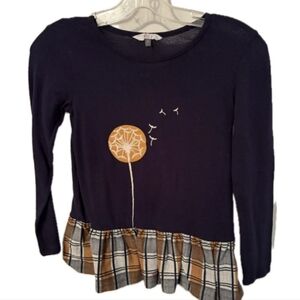 Navy Blue Kids Shirt with Dandelion Design